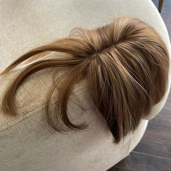 NWT topper caramel toffee copper chestnut blended hair bangs center part blended - Picture 4 of 16